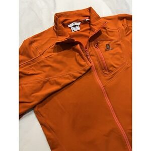 Salomon Actitherm Fleece Jacket Women's Large Orange Full Zip Hiking Midlayer